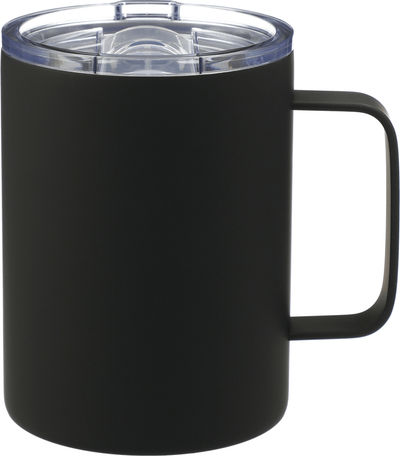 Am image of a Custom Rover 14oz Vacuum Insulated Camp Mug in Black!