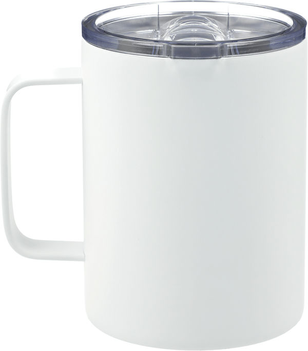 An image of a Custom Rover 14oz Vacuum Insulated Camp Mug in White!