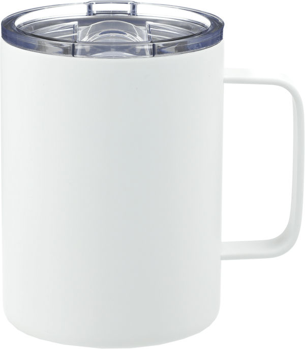 An image of a Custom Rover 14oz Vacuum Insulated Camp Mug in White!