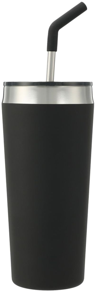 Am image of a Custom Faye 20oz Vacuum Tumbler with SS Straw in Black!