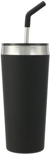 Am image of a Custom Faye 20oz Vacuum Tumbler with SS Straw in Black!