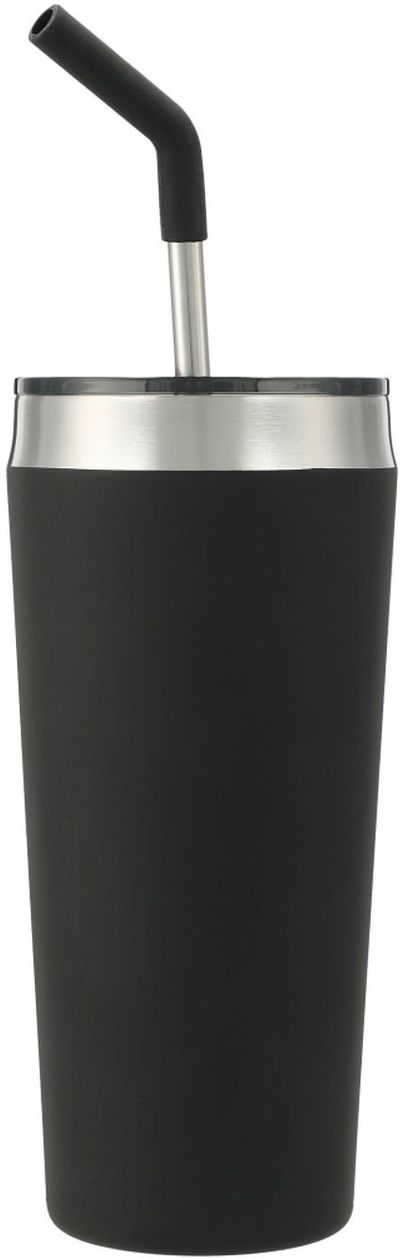 Am image of a Custom Faye 20oz Vacuum Tumbler with SS Straw in Black!