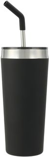 Am image of a Custom Faye 20oz Vacuum Tumbler with SS Straw in Black!