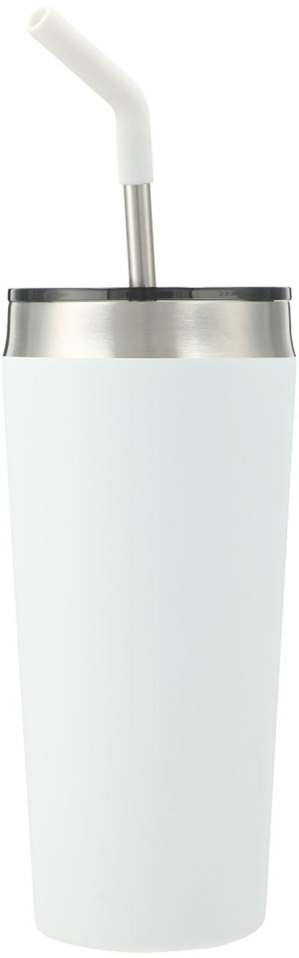 Am image of a Custom Faye 20oz Vacuum Tumbler with SS Straw in White!