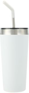 Am image of a Custom Faye 20oz Vacuum Tumbler with SS Straw in White!