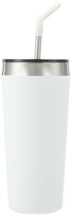 Am image of a Custom Faye 20oz Vacuum Tumbler with SS Straw in White!