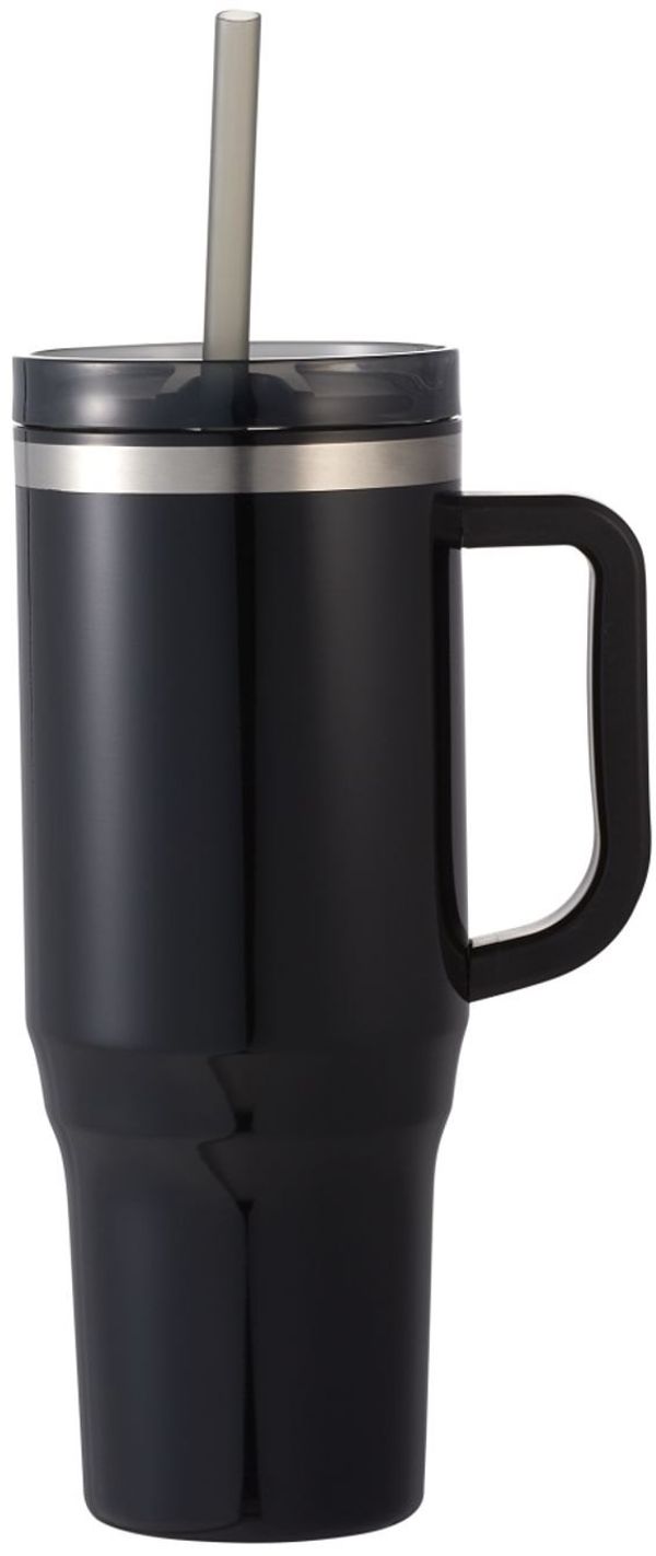 Am image of a Custom Thor 40 oz EcoFriendly Straw Tumbler in Black!