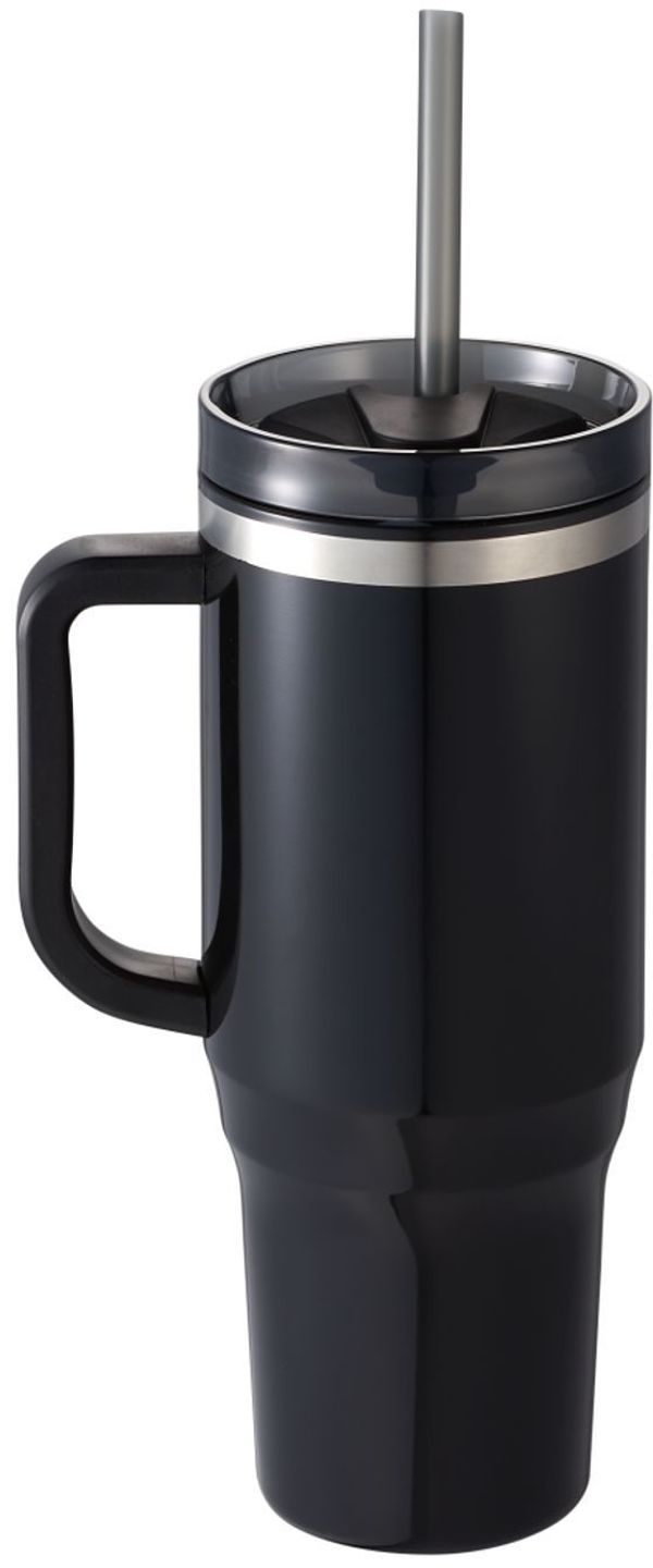 Am image of a Custom Thor 40 oz EcoFriendly Straw Tumbler in Black!