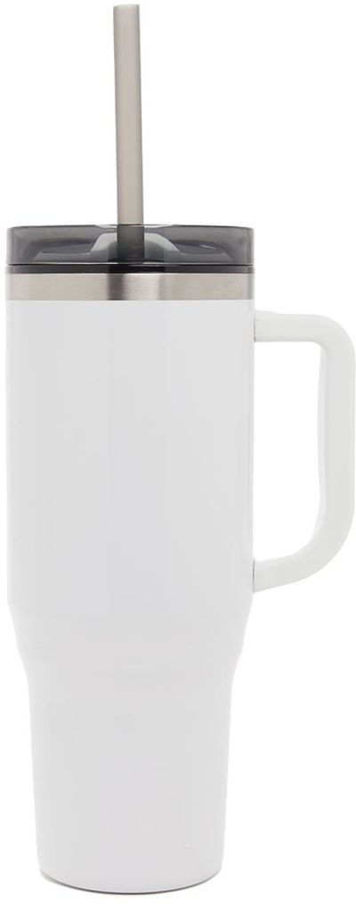 Am image of a Custom Thor 40 oz EcoFriendly Straw Tumbler in White!