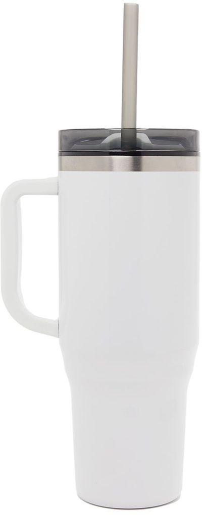 Am image of a Custom Thor 40 oz EcoFriendly Straw Tumbler in White!
