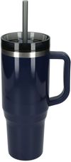 Am image of a Custom Thor 40 oz EcoFriendly Straw Tumbler in Navy!