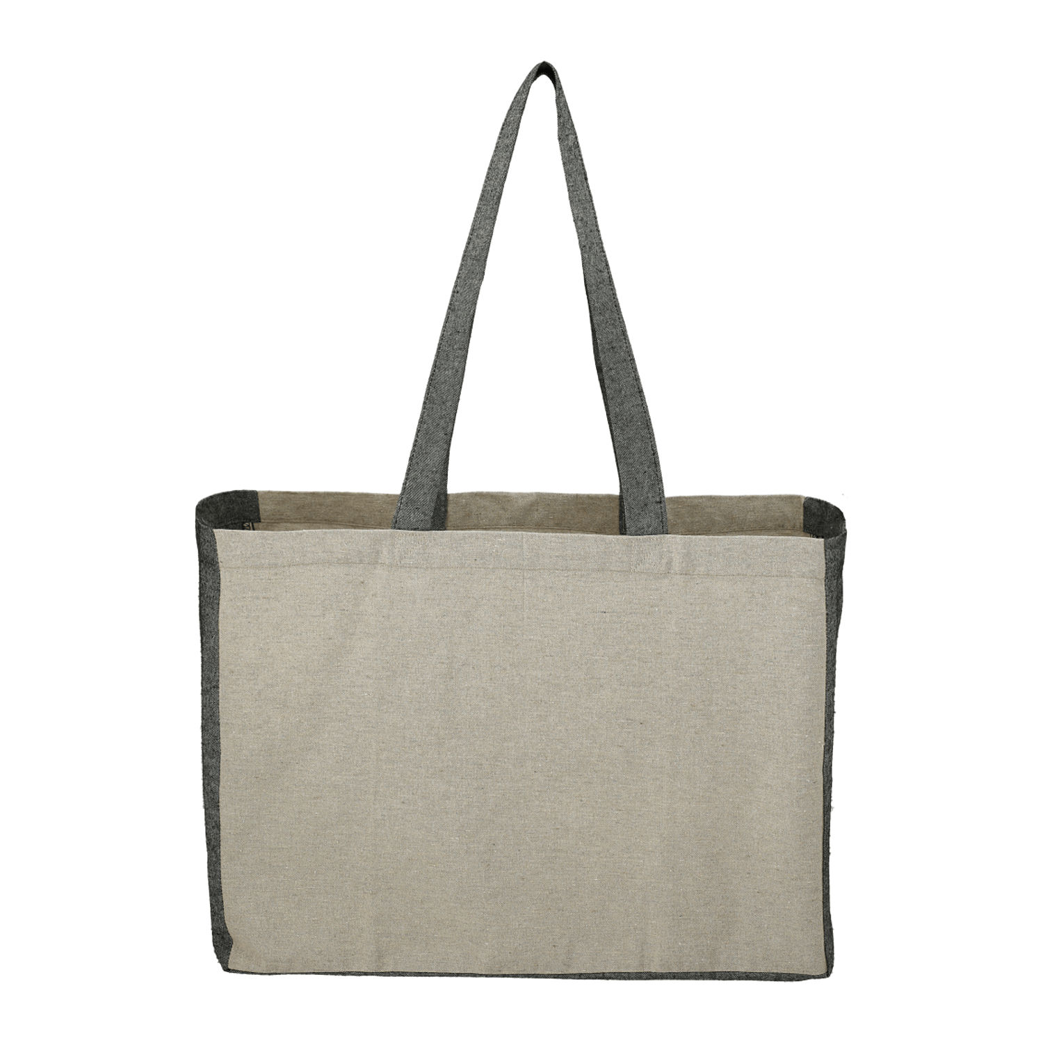 Recycled Cotton Contrast Side Shopper Tote in Natural/Black