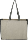 Am image of a Custom Recycled Cotton Contrast Side Shopper Tote in Natural/Black!