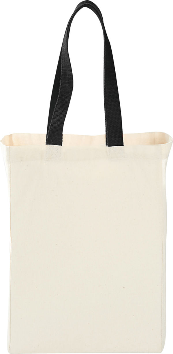 Am image of a Custom Nebraska 5oz Cotton Canvas Grocery Tote in Black!