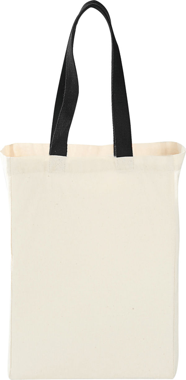 Am image of a Custom Nebraska 5oz Cotton Canvas Grocery Tote in Black!