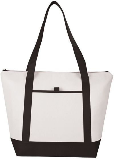 Am image of a Custom Lighthouse 24 Can NonWoven Tote Cooler in Black!