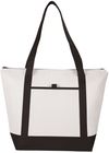Am image of a Custom Lighthouse 24 Can NonWoven Tote Cooler in Black!