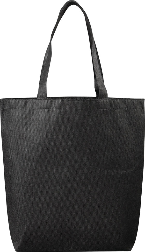 Am image of a Custom Eros NonWoven Shopper Tote in Black!