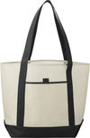 Am image of a Custom Lighthouse Non Woven Boat Tote in Black!