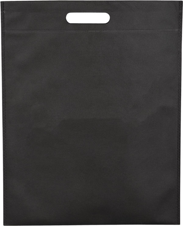 Am image of a Custom Large Freedom Heat Seal Non Woven Tote in Black!