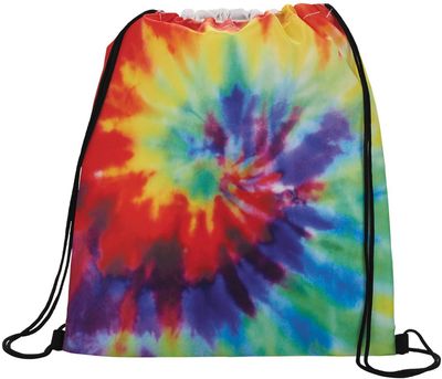 Am image of a Custom Tie Dye Drawstring Bag in Multi-colored!