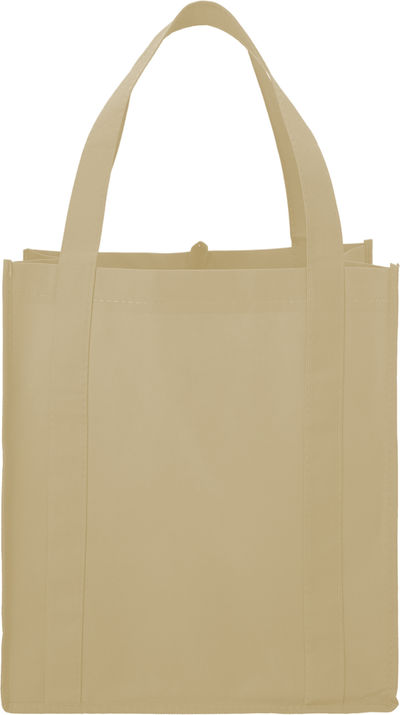 Am image of a Custom Little Juno NonWoven Grocery Tote in Natural!