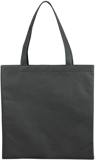 Am image of a Custom Small Zeus Non Woven Convention Tote in Black!