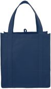 Am image of a Custom Hercules Non Woven Grocery Tote in Navy Blue!