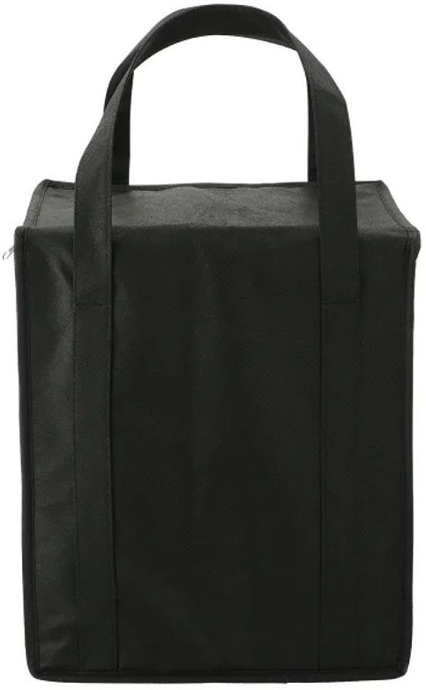 Am image of a Custom Hercules Flat Top Insulated Grocery Tote in Black!