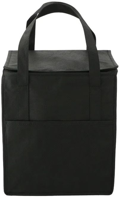 Am image of a Custom Hercules Flat Top Insulated Grocery Tote in Black!