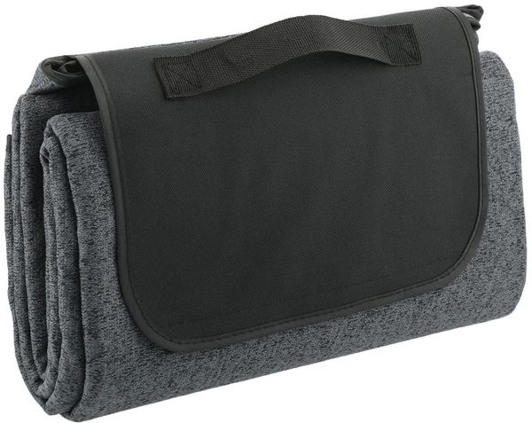 Am image of a Custom Recycled Heathered Picnic Blanket in Charcoal!