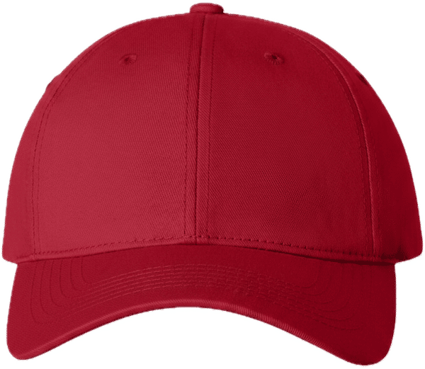 An image of a Custom Sportsman Adult Cotton Twill Cap in Red!