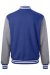 An image of a Custom SportTek Fleece Letterman Jacket in True Royal/ Vintage Heather!
