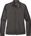 An image of a Custom SportTek Ladies Tricot Track Jacket in Graphite Grey/Black!