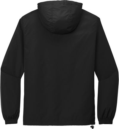 Am image of a Custom SportTek Packable Anorak in Black!
