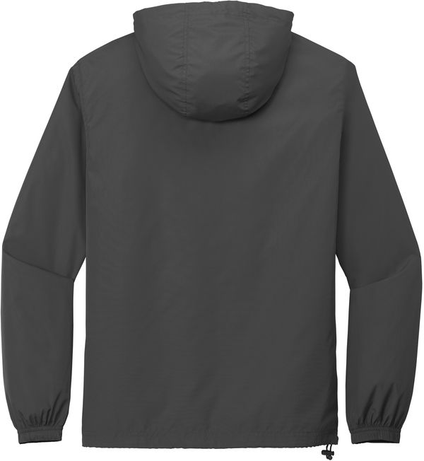 Am image of a Custom SportTek Packable Anorak in Graphite Grey!