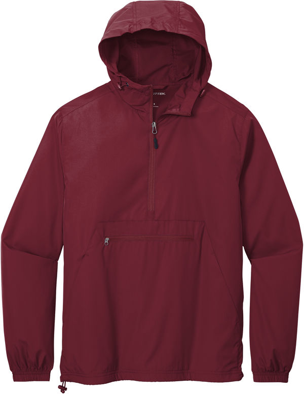 An image of a Custom SportTek Packable Anorak in Maroon!