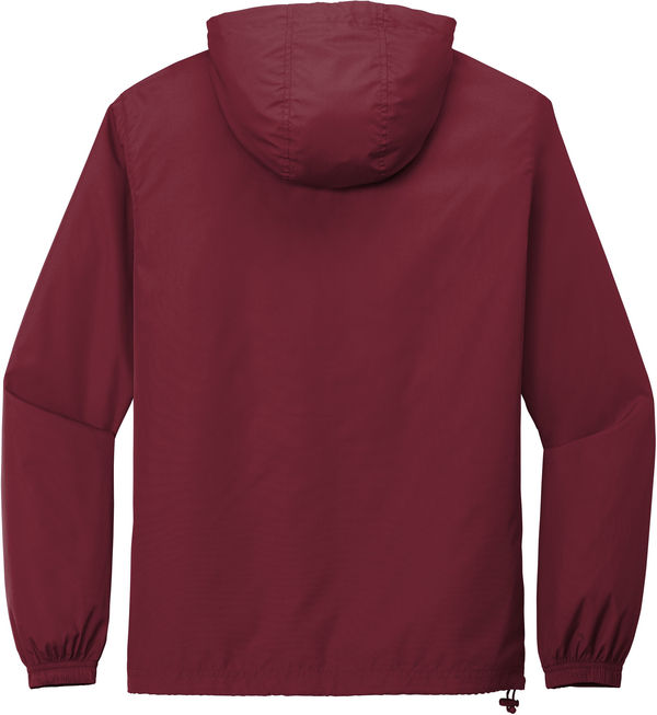 An image of a Custom SportTek Packable Anorak in Maroon!