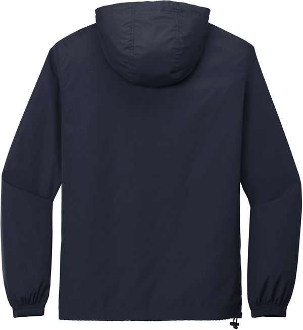 Am image of a Custom SportTek Packable Anorak in True Navy!