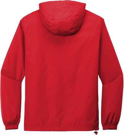 Am image of a Custom SportTek Packable Anorak in True Red!