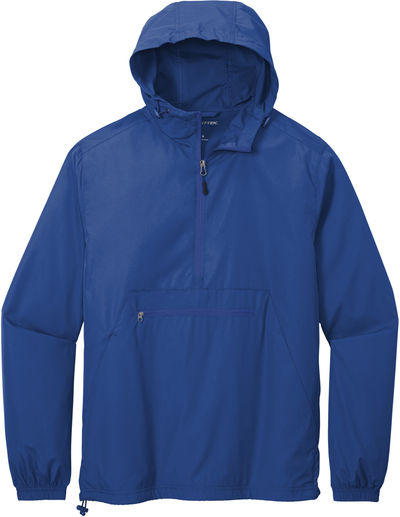 Am image of a Custom SportTek Packable Anorak in True Royal!