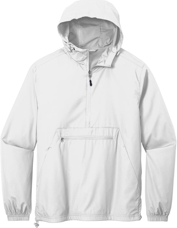 Am image of a Custom SportTek Packable Anorak in White!