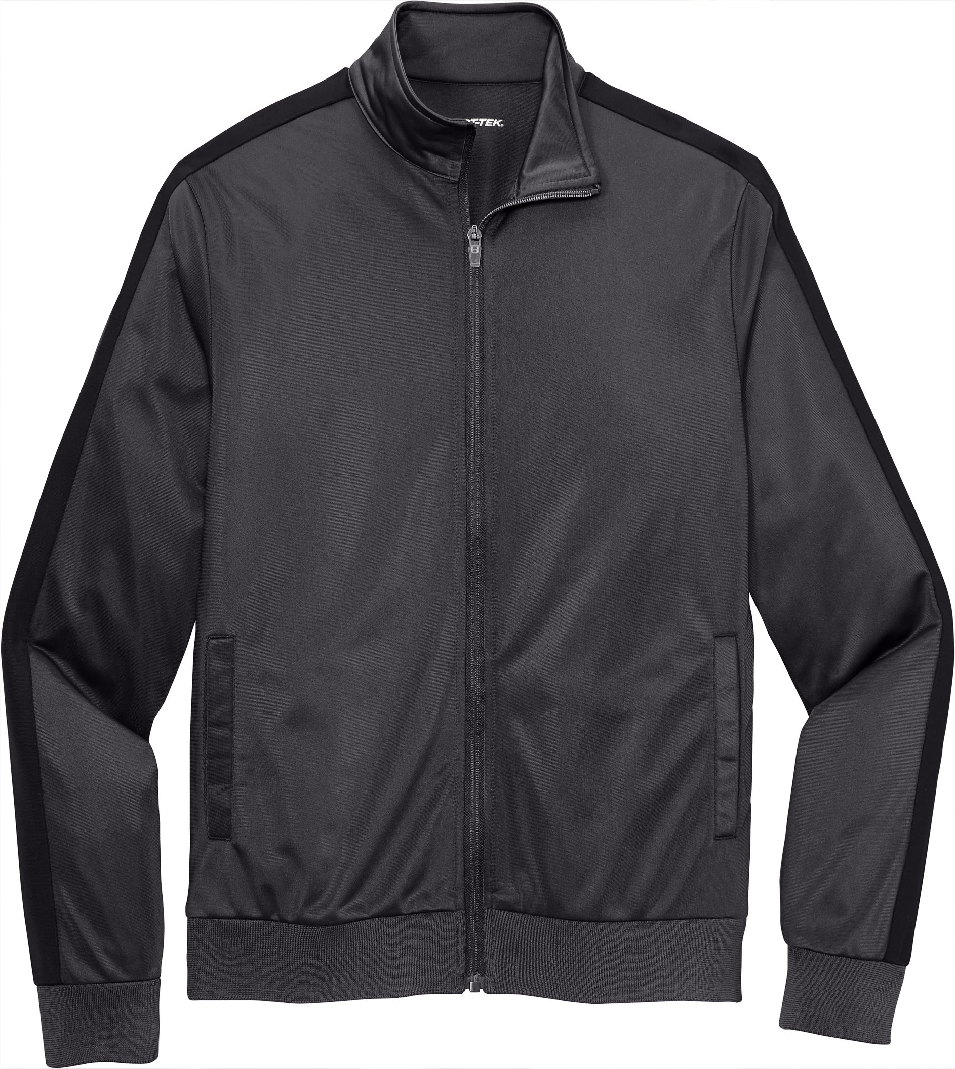 SportTek Tricot Track Jacket in Graphite Grey/Black