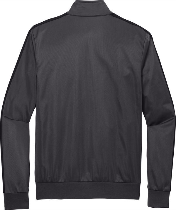 An image of a Custom SportTek Tricot Track Jacket in Graphite Grey/Black!