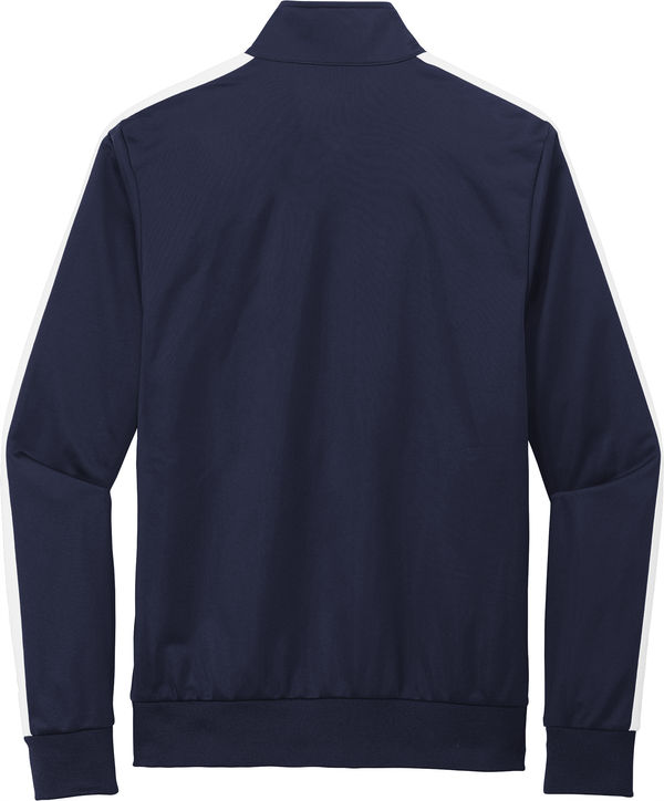 An image of a Custom SportTek Tricot Track Jacket in True Navy/White!