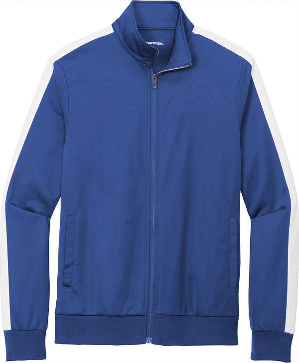 An image of a Custom SportTek Tricot Track Jacket in True Royal/Whtie!