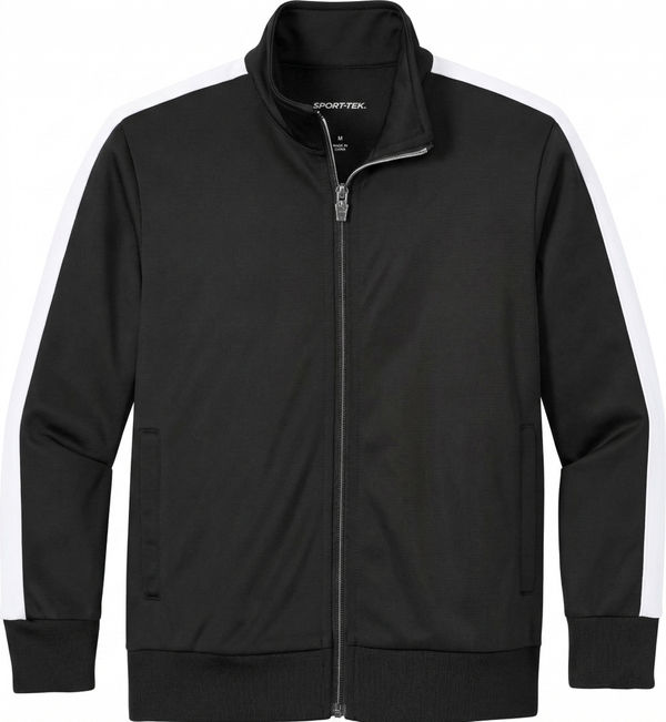 An image of a Custom SportTek Youth Tricot Track Jacket in Black/White!
