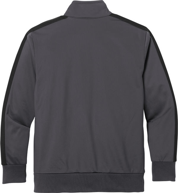An image of a Custom SportTek Youth Tricot Track Jacket in Graphite Grey/Black!