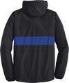 An image of a Custom SportTek Zipped Pocket Anorak in Black/ True Royal!