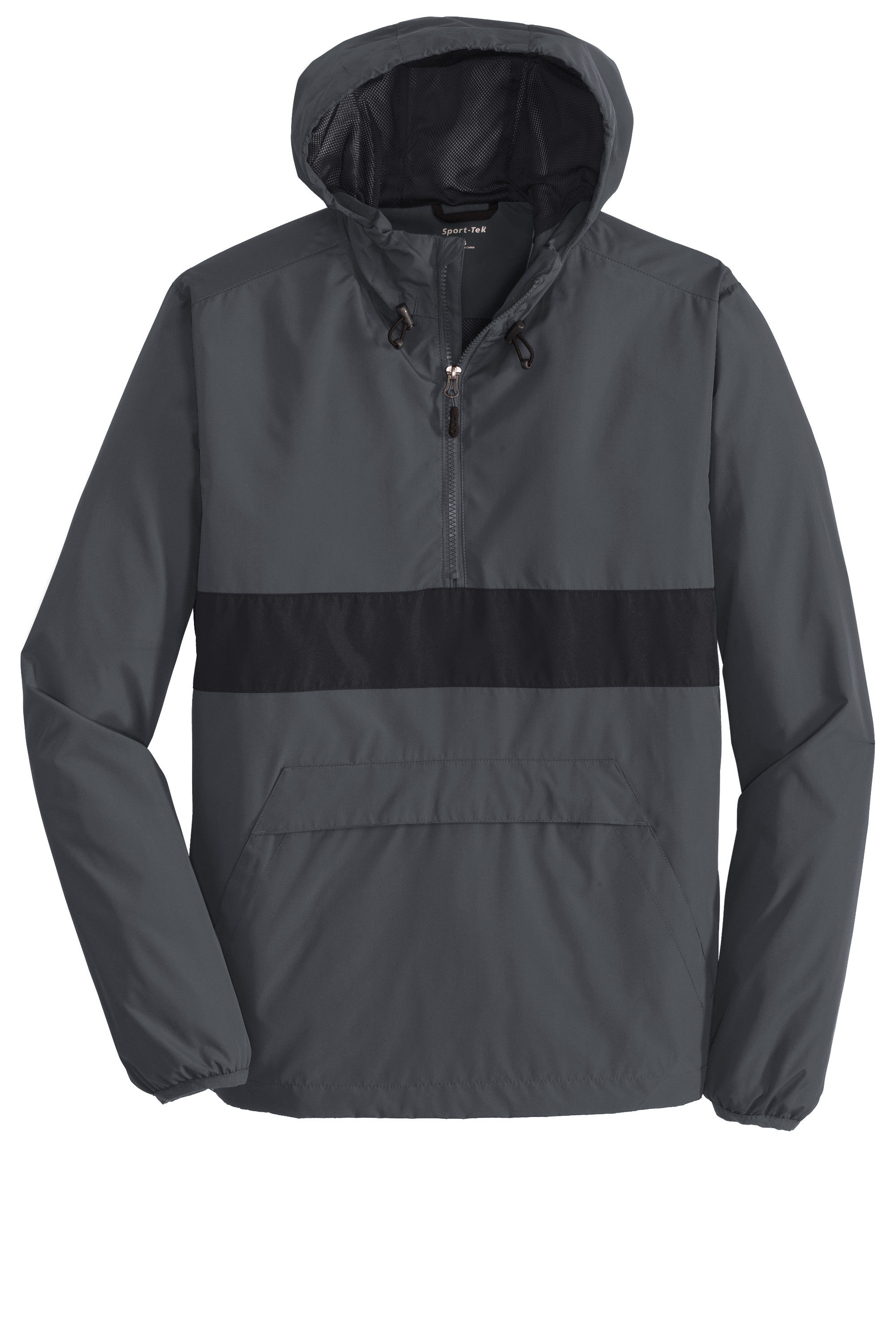 SportTek Zipped Pocket Anorak in Graphite Grey/ Black
